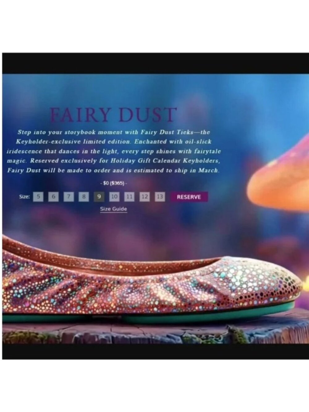 Tieks Exclusive NIB Fairy Dust Ballet Flat in Size 6